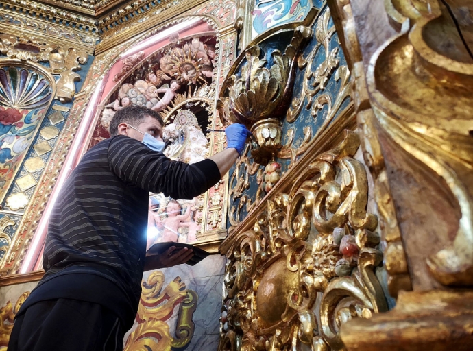 El retablo mayor del ⛪ Santuario de Las Nieves recupera su esplendor😍